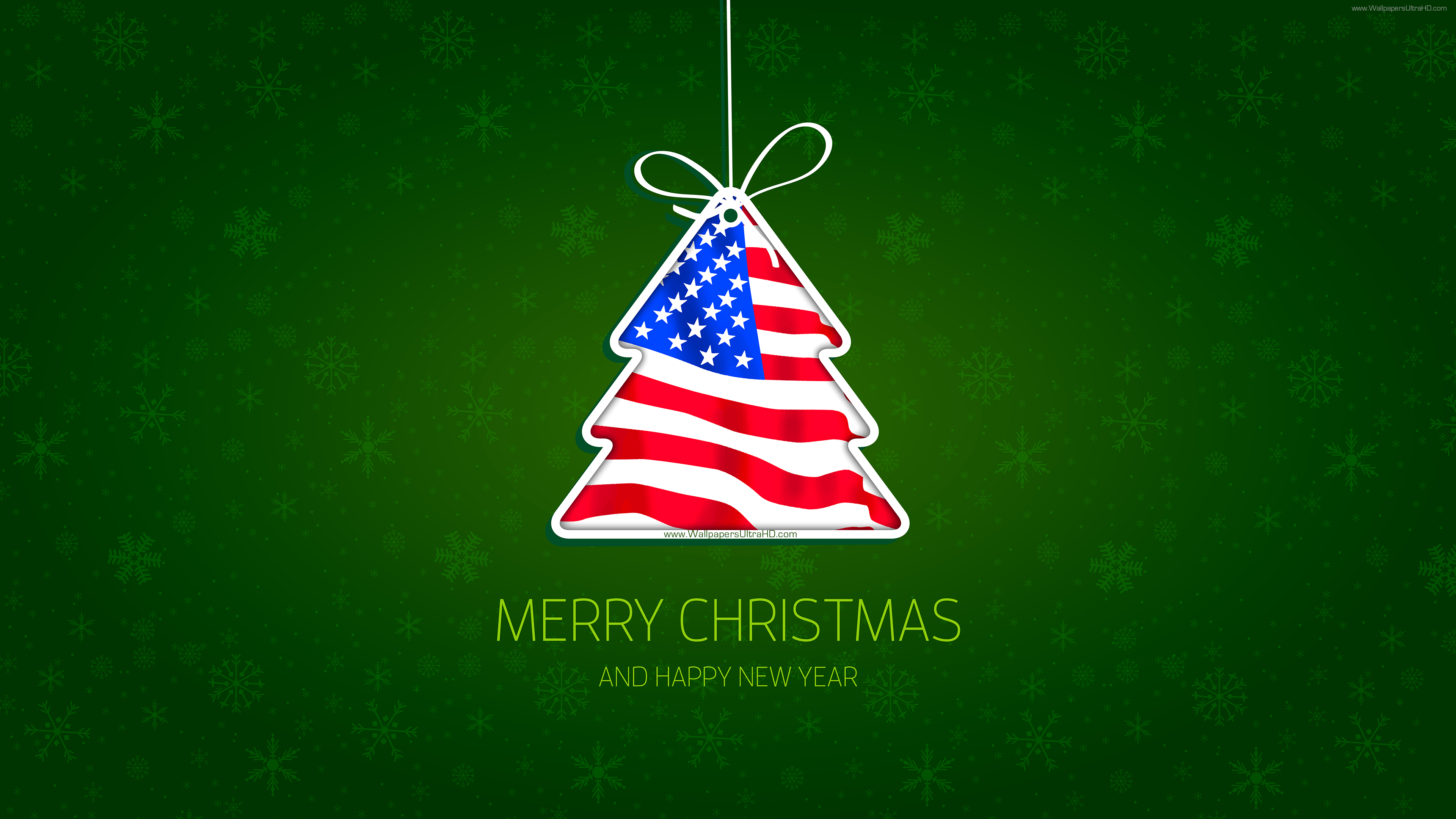 Christmas tree USA happy new year 4K wallpaper